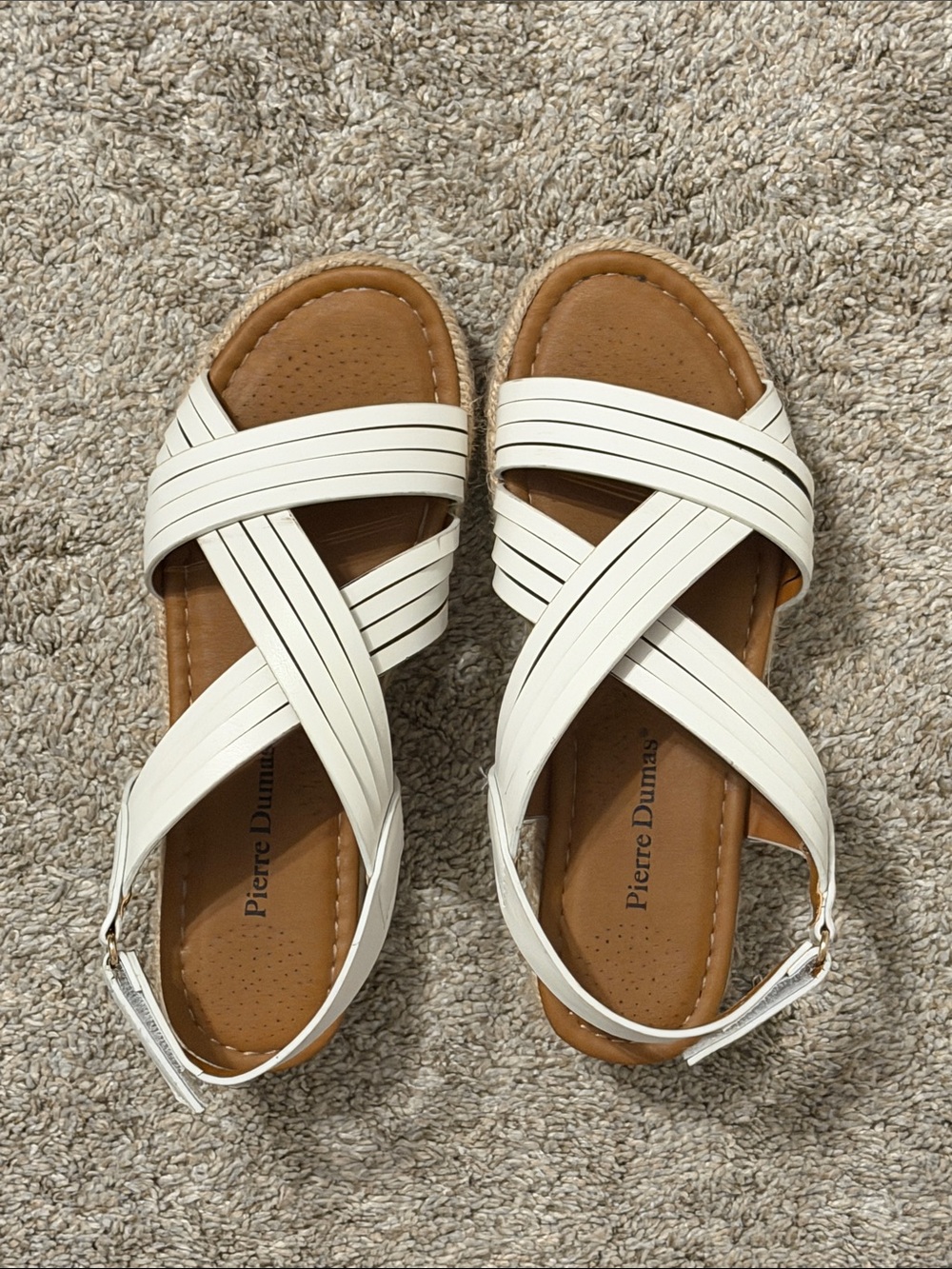 Pierre Dumas White Crisscross Strappy Sandals for Women